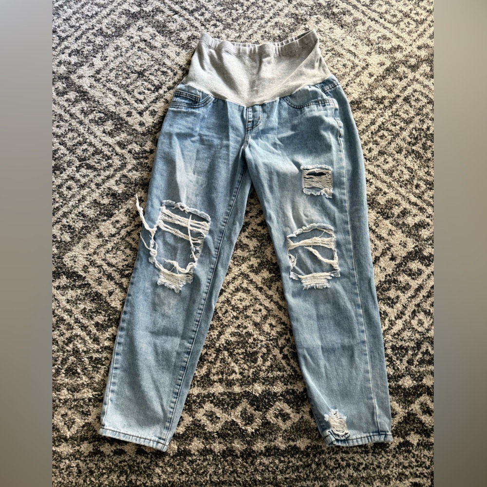 SHEIN Blue Denim Maternity Jeans